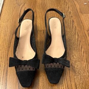 Black velvet sling back shoes